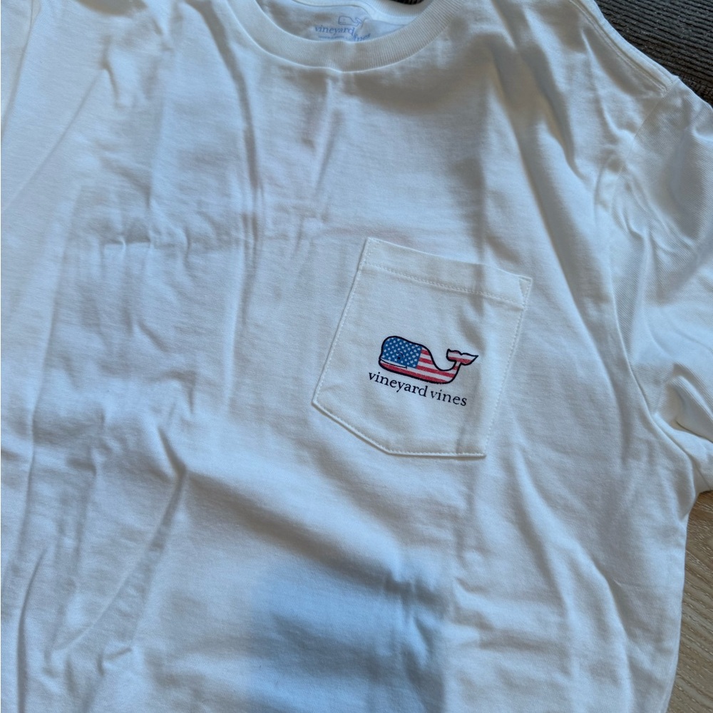 Vineyard Vines Classic White Tee with Blue Logo